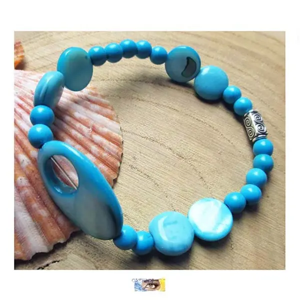 B.o. design turquoise howlite, nacre - acier inoxydable