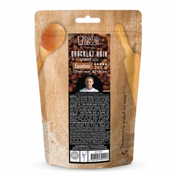 Chocolat de couverture noir Équateur - 73% de cacao - 200g