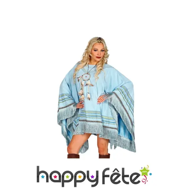 Poncho indien bleu clair pour adulte