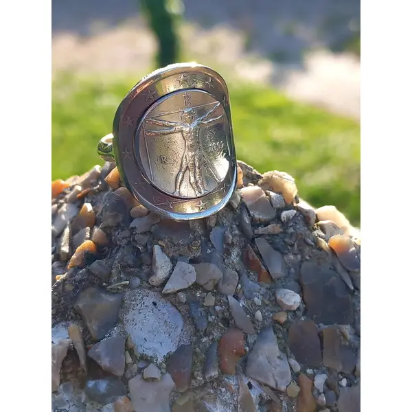 Bague 1 euro " l'homme de vitruve "