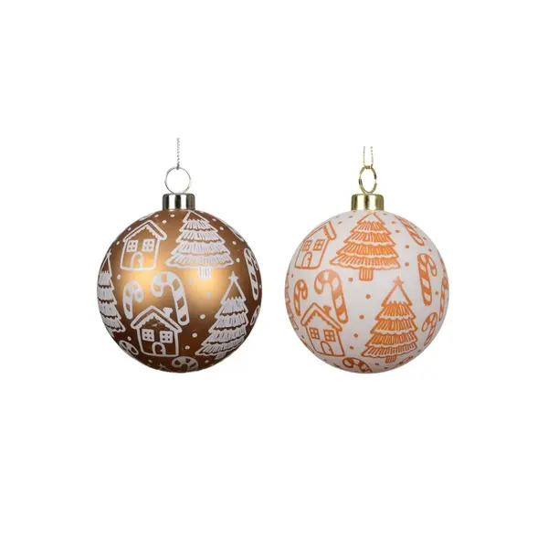 2X3 Boules de Noël blanches et caramel