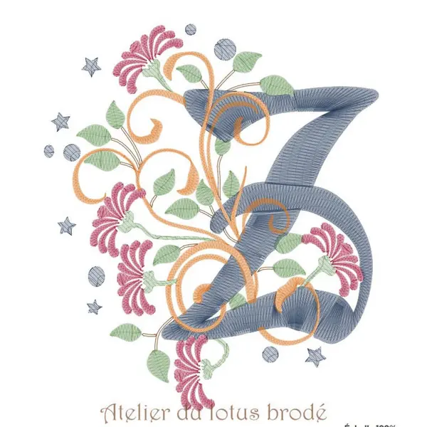 Fichier broderie machine" monogramme floralie "lettre z"
