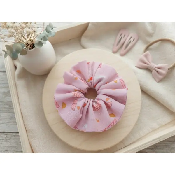 Chouchou fille coton rose