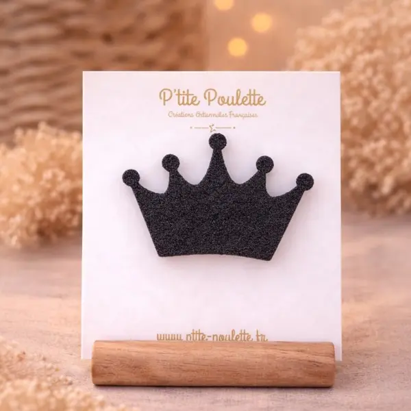 Broche couronne pailletée – bijou fantaisie – accessoire veste pull – création artisanale française