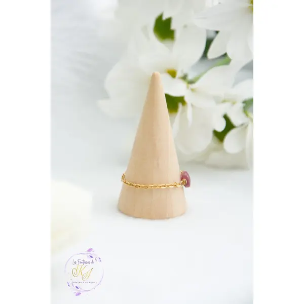 Bague "estera" code : destock50 acier 316l et tourmaline 61 cm bijoux femme assembler mains (a821)