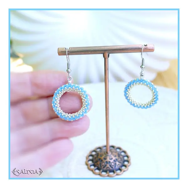 Boucles d'oreilles anneaux tissés à l'aiguille perles de verre japonaises crochets ou dormeuses acier inoxydable (#bo997)
