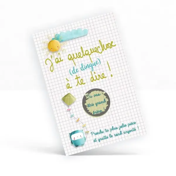 Carte à gratter "Tu vas être grand frère !"
