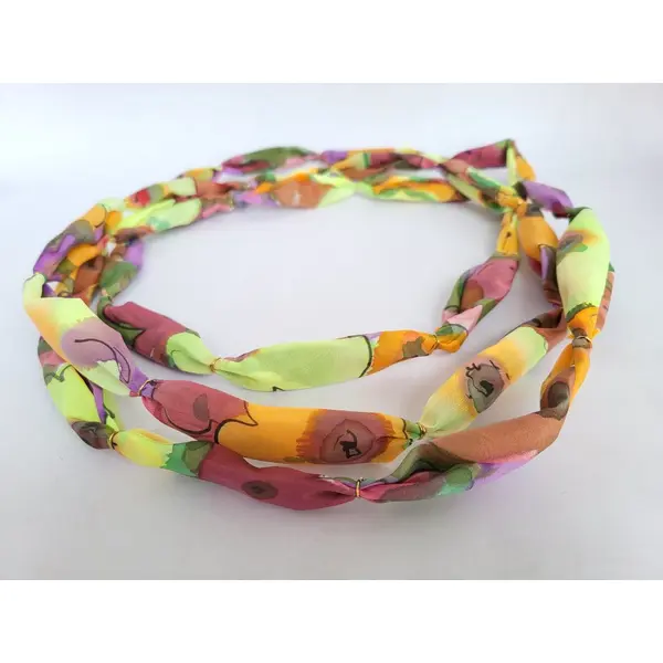 Collier en soie fleuri, collier multirangs