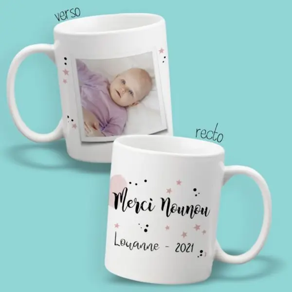 Mug personnalisable recto/verso avec photo Merci !