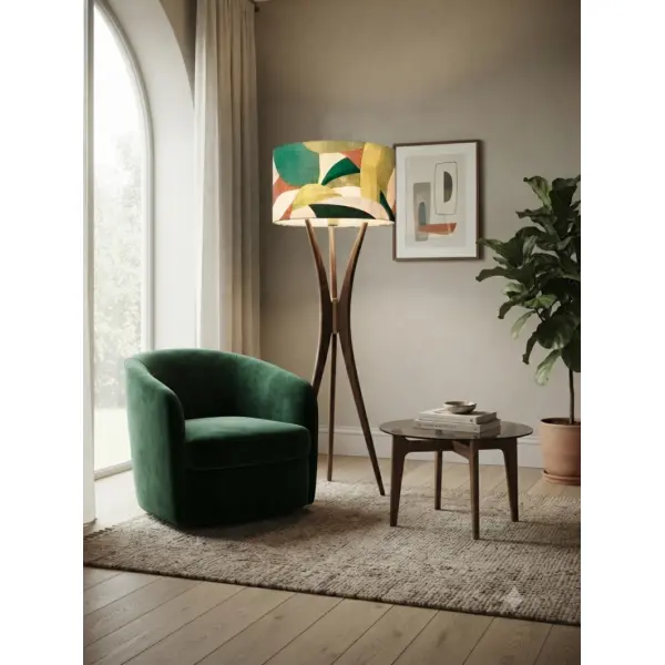 Abat-jour géométrique vert – décoration naturelle chic, luminaire salon chambre, ambiance scandinave contemporaine