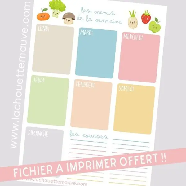 GRATUIT ***A IMPRIMER***Menu de la semaine