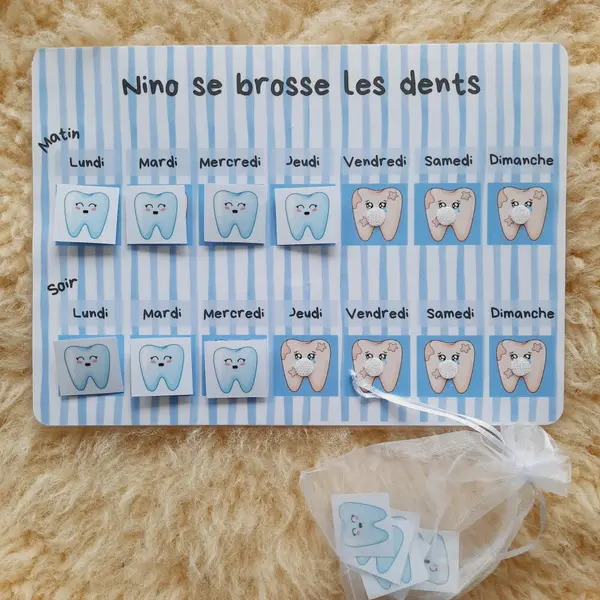 Je me brosse les dents ! tableau de motivation au brossage des dents pour les enfants personnalisable