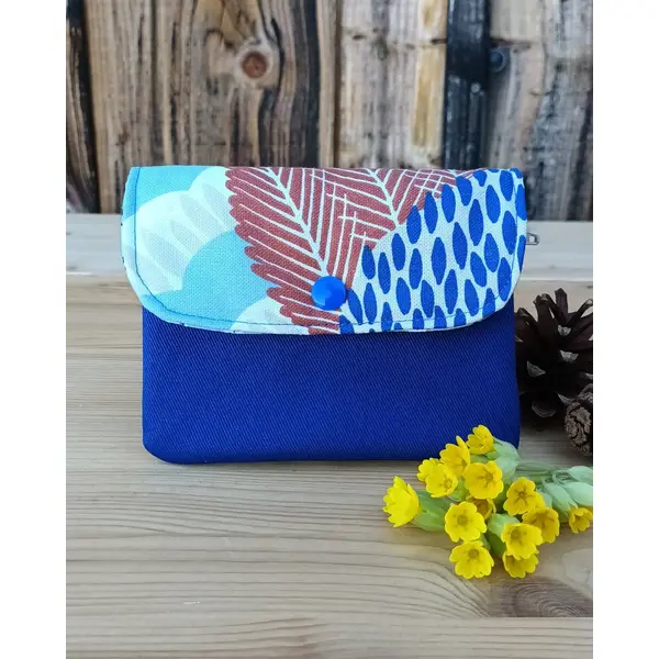 Porte monnaie motif floral bleu