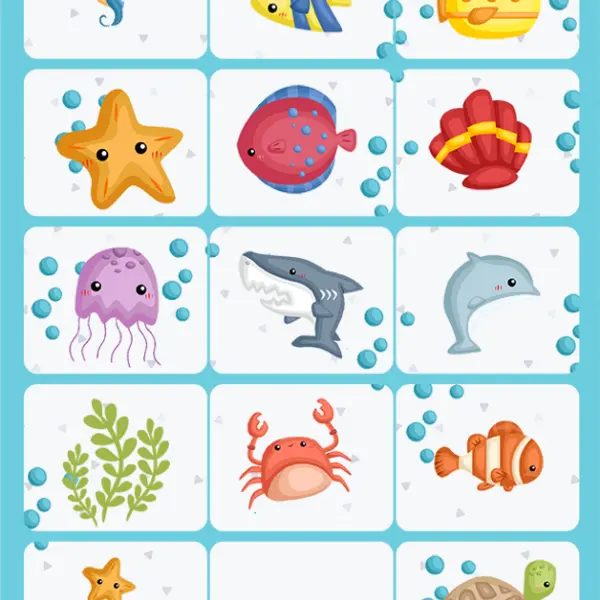 Jeu de mémoire modèle Mer personnalisé avec photo & prénom de l'enfant (30 pièces)