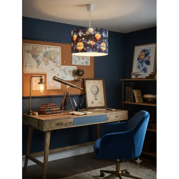 Abat-jour montgolfière – ciel étoilé lune & voyage, déco poétique, chambre enfant ou adulte, idée cadeau