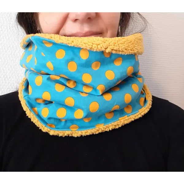 Snood tour de cou accssoire hiver pois snood jaune turquoise