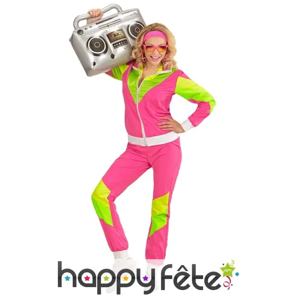 Jogging rose vert années 80 pour femme