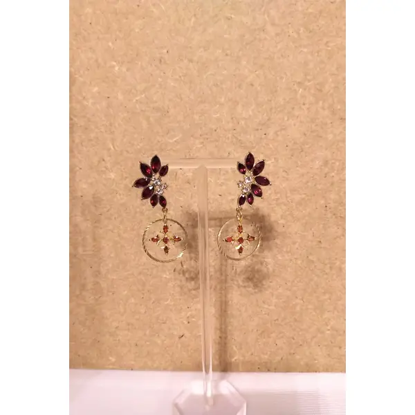 Boucles d'oreilles verre et acier inoxydable doré .