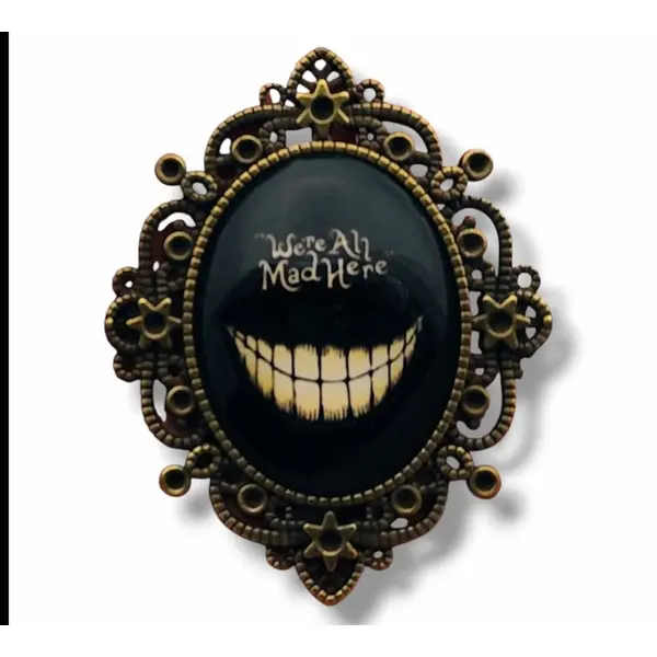 Broche " ombre du pays des merveilles - bijou gothique chat cheshire - style conte victorien.
