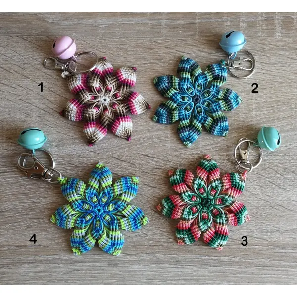 Mandala bijou de sac ou porte clefs, tissé de fil et d'intentions pour apaiser l'âme