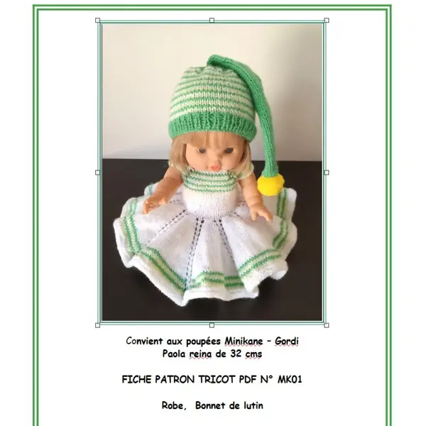 Fiche patron mk01 tuto pour tricoter des vêtements pour poupée minikane - gordi - paola reina de 32 cms