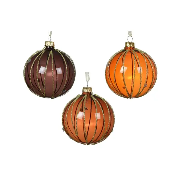2 x3 Boules verre brillant lignes verticales