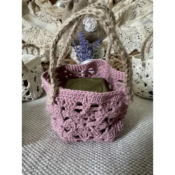 * panier miniature * coton rose