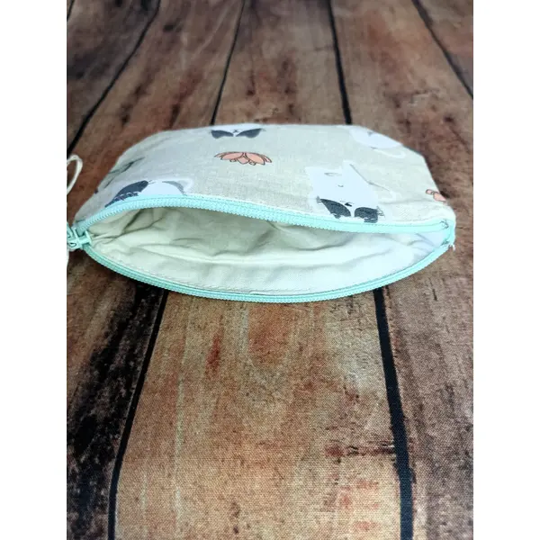 Porte-monnaie coton, chat yoga lotus, cadeau femme homme, petit porte-monnaie