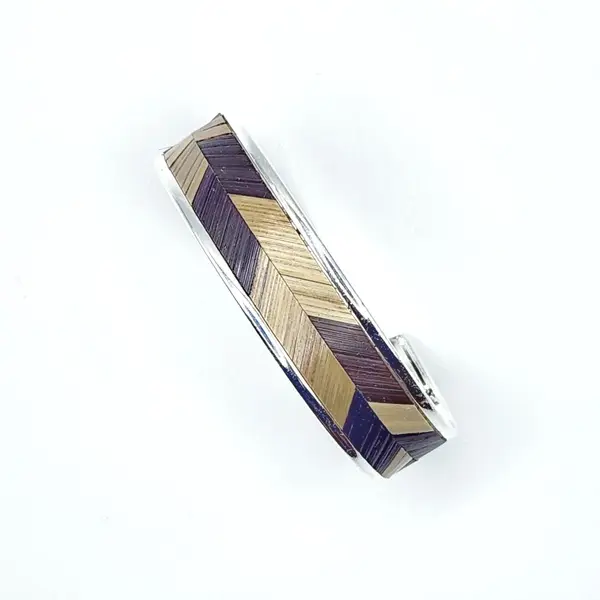 Bracelet en marqueterie de paille de seigle de bourgogne - bijou unique argent - cadeau original