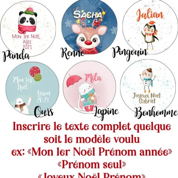 Boule de Noël personnalisée à accrocher au sapin - 6 modèles