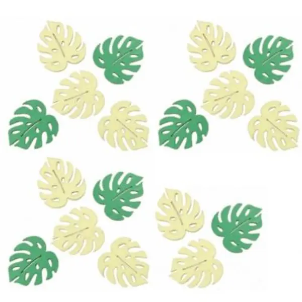 Sachet de 18 Confettis en Bois - Feuilles Tropicales