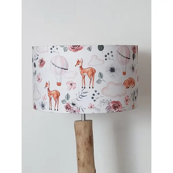 Abat-jour enfant biches faon montgolfières – déco chambre bébé, forêt, bohème, scandinave, cadeau naissance