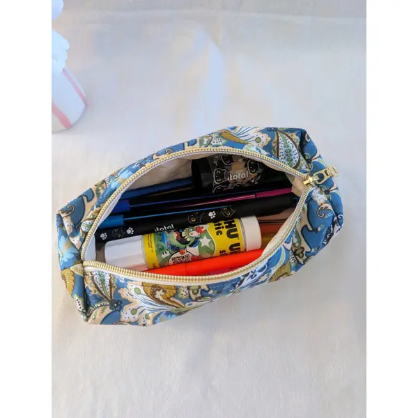 Trousse scolaire en tissu fleuri - trousse de bureau fait main - collège, lycée, étudiant - cadeau femme