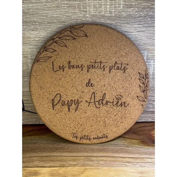Dessous de plat en liège personnalisé - cadeau fête des grands-mères - cadeau personnalisé grands-parents - décoration de table