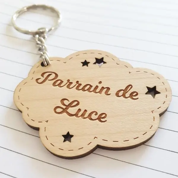 Porte clé personnalisable en bois Nuage