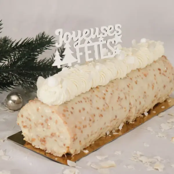 Décors sur pique "Joyeuses Fêtes" blancs (x30)