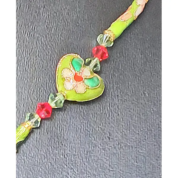 Collier en perles chinoises cloisonnées et toupies en pure cristal