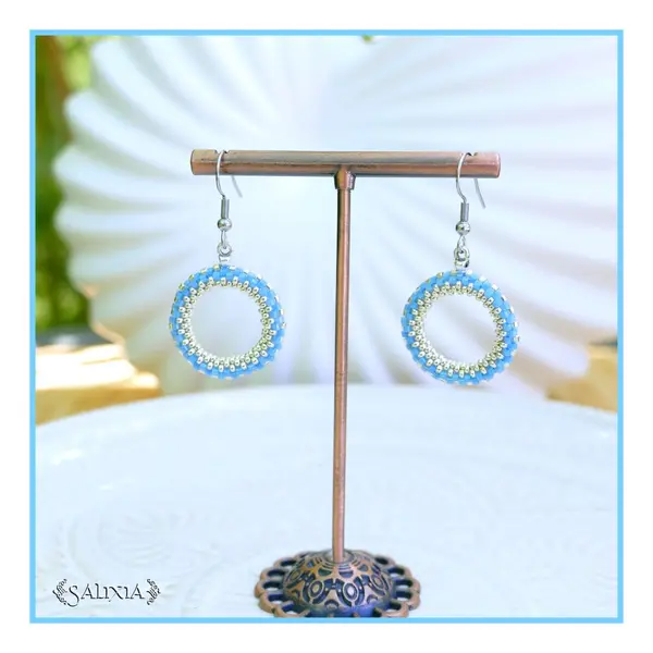 Boucles d'oreilles anneaux tissés à l'aiguille perles de verre japonaises crochets ou dormeuses acier inoxydable (#bo997)