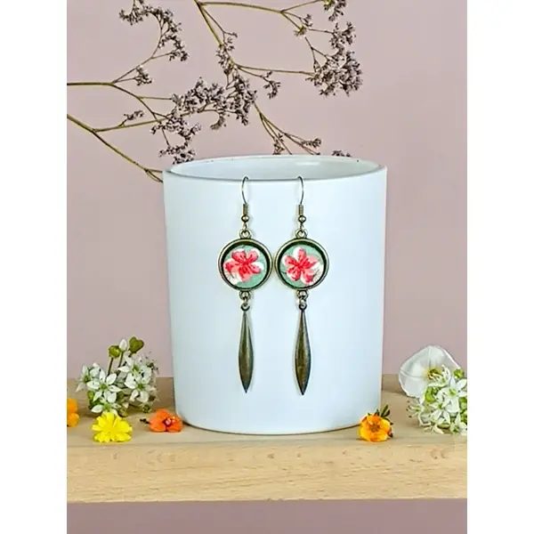 Boucles d'oreilles "tige" en tissu 75mm