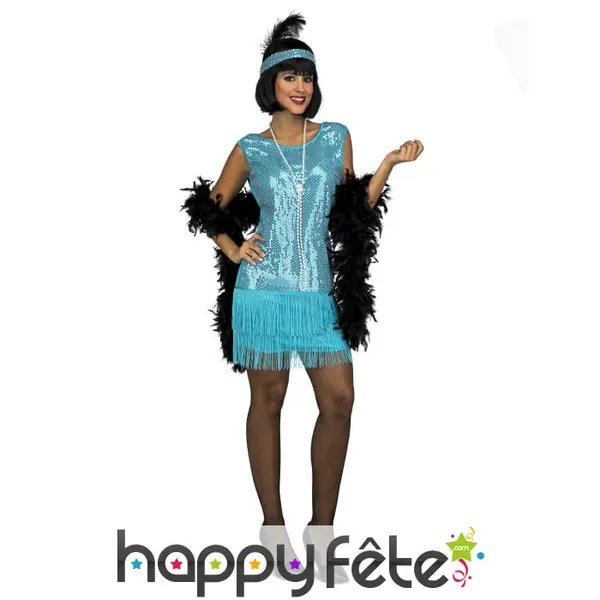Robe Charleston bleue à sequins
