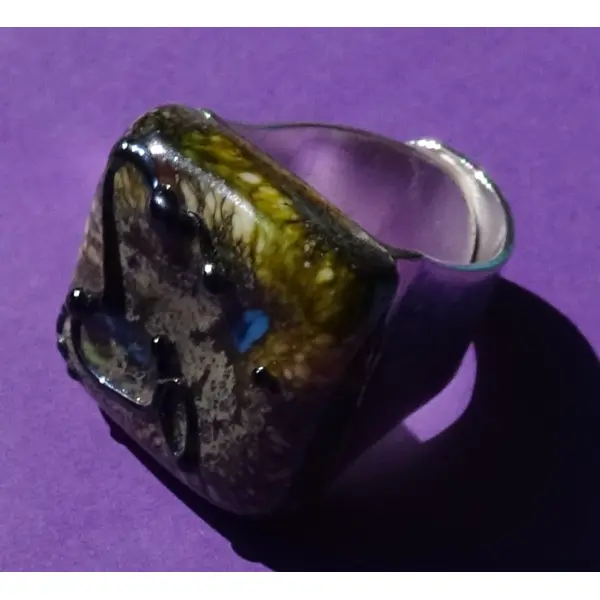 Bague, verre filé, lampwork, verre de murano, bag.1660