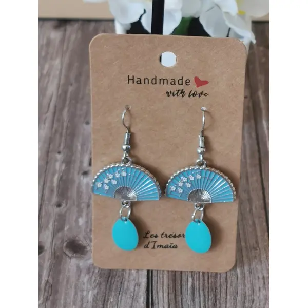 Boucles d'oreilles éventail turquoise