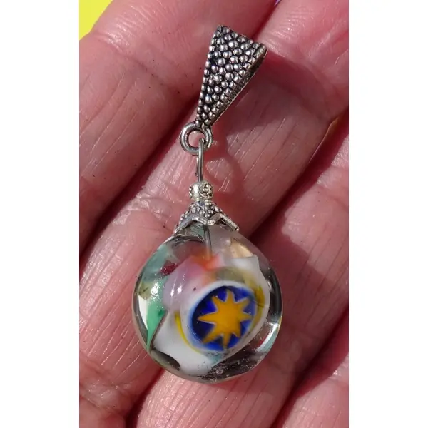 Pendentif perle d'art, lampwork,murano, verre filé cl.1146