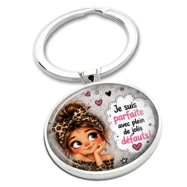 Porte clé je suis parfaite avec plein de jolis défauts