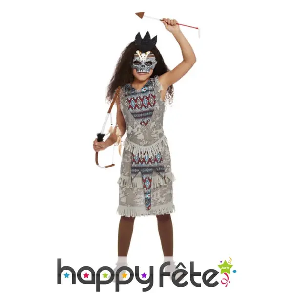 Robe de guerrière indienne squelette pour enfant