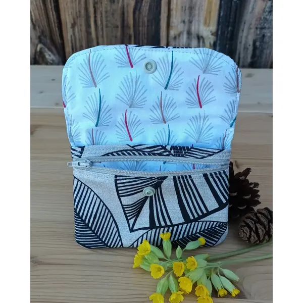 Porte monnaie motif feuille beige