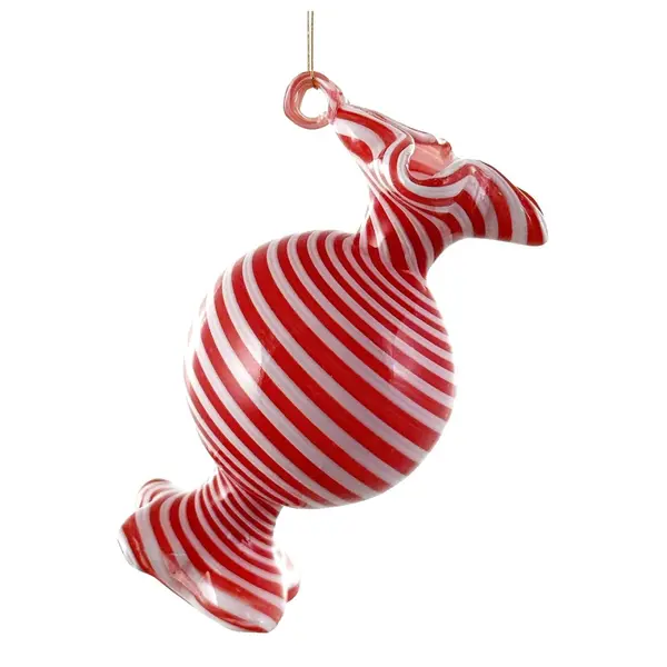 Bonbon en verre rouge et blanc