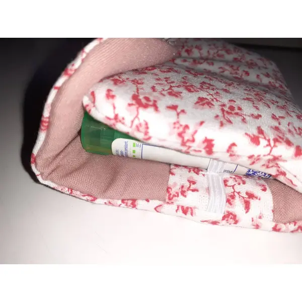 Pochette homéopathie tubes granules médicaments pharmacie housse tissu blanc fleurs anais