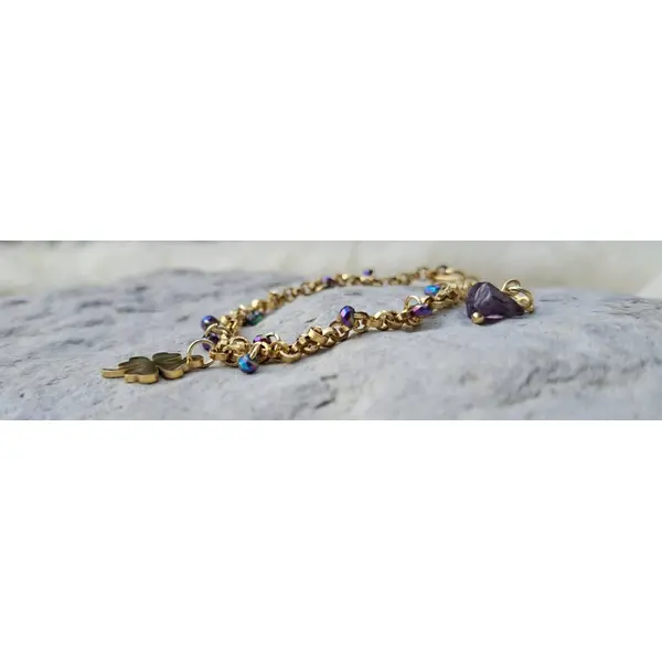 Bracelet porte-bonheur "trèfle & améthyste"