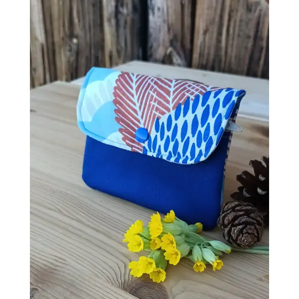 Porte monnaie motif floral bleu